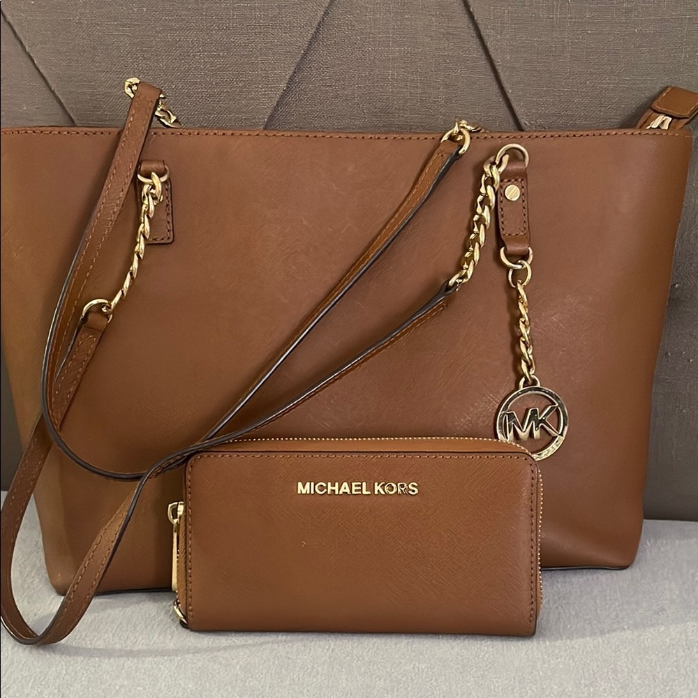Michael Kors Brown Tote and Wallet Set